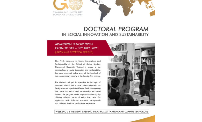 The School of Global Studies, Thammasat University, launches Thailand’s first Doctoral Programme in Social Innovation and Sustainability - AppliedHE