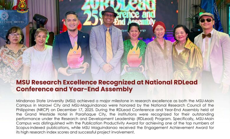 Mindanao State University Achieves Research Excellence Award at National RDLead Conference and Year-End Assembly - AppliedHE